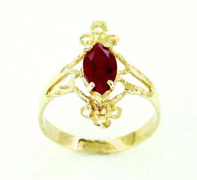 Antique Jewelry Mall Rings Ruby Marquise Ring in 14 Karat Gold
