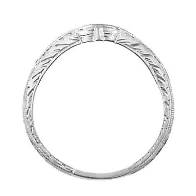 Antique Jewelry Mall Rings White Gold Art Deco Engraved Wheat Curved Diamond Wedding Band 14K or 18K Antique Jewelry Mall Rings White Gold Art Deco Engraved Wheat Curved Diamond Wedding Band 14K or 18K