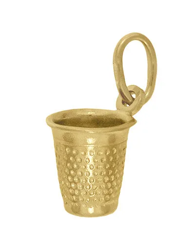 Antique Jewelry Mall Vintage Small Thimble Charm in 18 Karat Yellow Gold Charm Necklaces