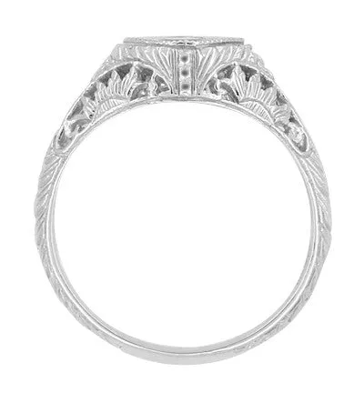 Art Deco 027 Carat Diamond Sunflowers Filigree Engagement Ring in 14 Karat White Gold Antique Jewelry Mall Rings Art Deco 027 Carat Diamond Sunflowers Filigree Engagement Ring in 14 Karat White Gold Antique Jewelry Mall Rings