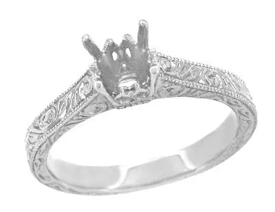 Art Deco 13 Carat Crown Scrolls Filigree Engagement Ring Setting in White Gold 14K or 18K Antique Jewelry Mall Rings Art Deco 13 Carat Crown Scrolls Filigree Engagement Ring Setting in White Gold 14K or 18K Antique Jewelry Mall Rings