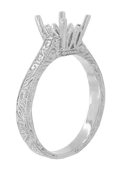 Art Deco 150 175 Carat Crown Filigree Scrolls Engagement Ring Setting in Palladium Antique Jewelry Mall Rings Art Deco 150 175 Carat Crown Filigree Scrolls Engagement Ring Setting in Palladium Antique Jewelry Mall Rings