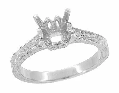Art Deco 150 175 Carat Crown Filigree Scrolls Engagement Ring Setting in Palladium Antique Jewelry Mall Rings Art Deco 150 175 Carat Crown Filigree Scrolls Engagement Ring Setting in Palladium Antique Jewelry Mall Rings