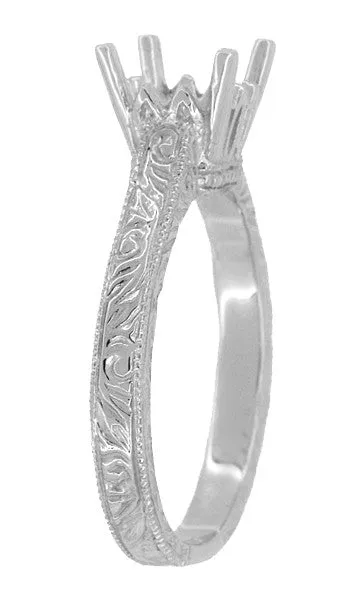 Art Deco 150 175 Carat Crown Filigree Scrolls Engagement Ring Setting in Palladium Antique Jewelry Mall Rings Art Deco 150 175 Carat Crown Filigree Scrolls Engagement Ring Setting in Palladium Antique Jewelry Mall Rings