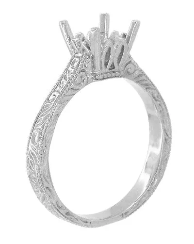 Art Deco 150 175 Carat Crown Filigree Scrolls Engagement Ring Setting in Palladium Antique Jewelry Mall Rings Art Deco 150 175 Carat Crown Filigree Scrolls Engagement Ring Setting in Palladium Antique Jewelry Mall Rings