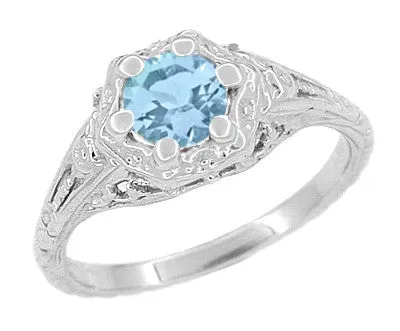 Art Deco Filigree Flowers Blue Topaz Promise Ring in Sterling Silver Antique Jewelry Mall Rings Art Deco Filigree Flowers Blue Topaz Promise Ring in Sterling Silver Antique Jewelry Mall Rings