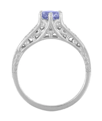 Art Deco Filigree Tanzanite and Diamond Engagement Ring in 14 Karat White Gold Antique Jewelry Mall Rings Art Deco Filigree Tanzanite and Diamond Engagement Ring in 14 Karat White Gold Antique Jewelry Mall Rings