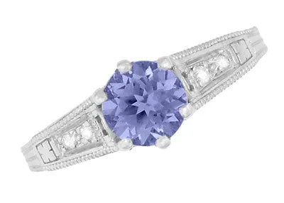 Art Deco Filigree Tanzanite and Diamond Engagement Ring in 14 Karat White Gold Antique Jewelry Mall Rings Art Deco Filigree Tanzanite and Diamond Engagement Ring in 14 Karat White Gold Antique Jewelry Mall Rings