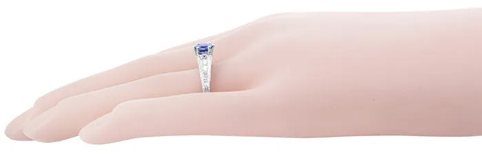 Art Deco Filigree Tanzanite and Diamond Engagement Ring in 14 Karat White Gold Antique Jewelry Mall Rings Art Deco Filigree Tanzanite and Diamond Engagement Ring in 14 Karat White Gold Antique Jewelry Mall Rings