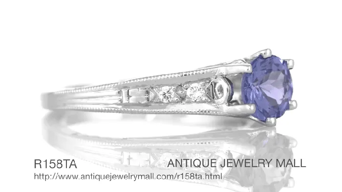 Art Deco Filigree Tanzanite and Diamond Engagement Ring in 14 Karat White Gold Antique Jewelry Mall Rings Art Deco Filigree Tanzanite and Diamond Engagement Ring in 14 Karat White Gold Antique Jewelry Mall Rings