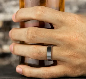 Benchmark 65mm Tantalum and 14k White or Yellow Gold Comfort Fit Wedding Band with Textured Center Benchmark Rings