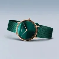 Bering Time Rings Ladies Classic Watch with Milanese Band in Teal