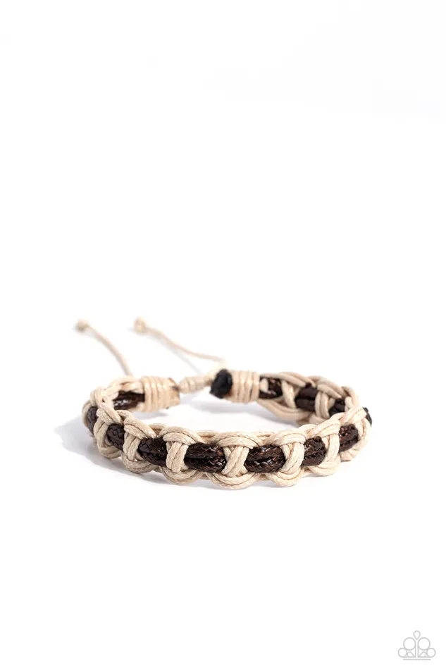 Bracelets Paparazzi Accessories Climb Aboard Brown and White Leather Cord Urban Slide Bracelet Paparazzi Bracelets Paparazzi Accessories Climb Aboard Brown and White Leather Cord Urban Slide Bracelet Paparazzi