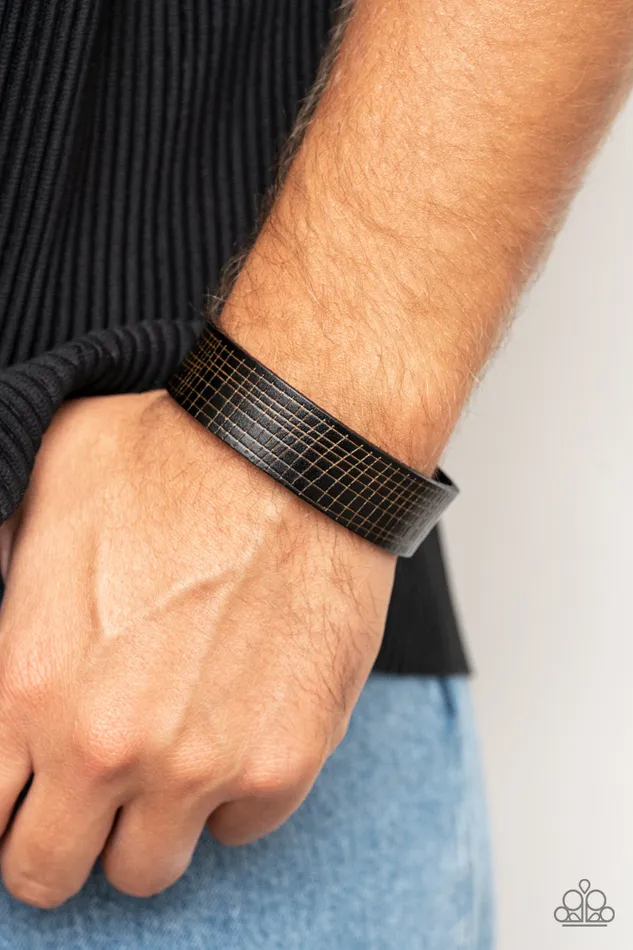Bracelets Paparazzi Accessories Rugged Reputation Black Leather Urban Wrap Bracelet Paparazzi