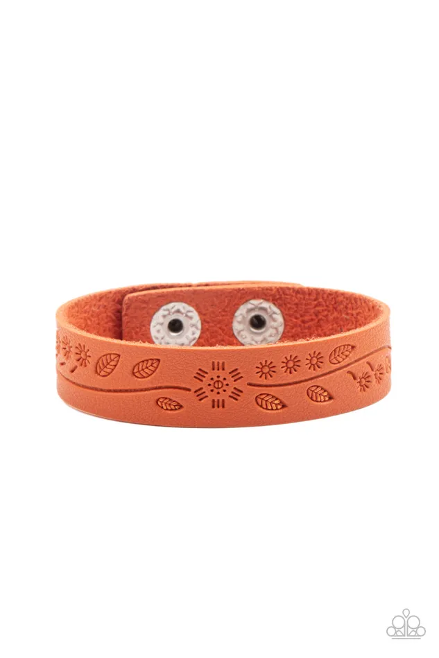 Bracelets Paparazzi Accessories Rural Equinox Orange Leather Leaf Wrap Bracelet Paparazzi Bracelets Paparazzi Accessories Rural Equinox Orange Leather Leaf Wrap Bracelet Paparazzi