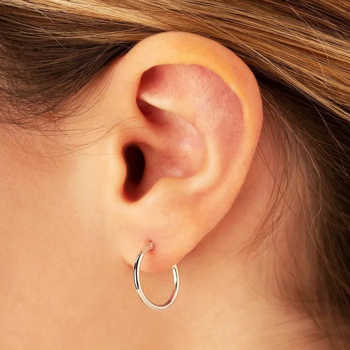 Carla Nancy B Earrings White Gold Tube Hoop Earrings by Carla Nancy B