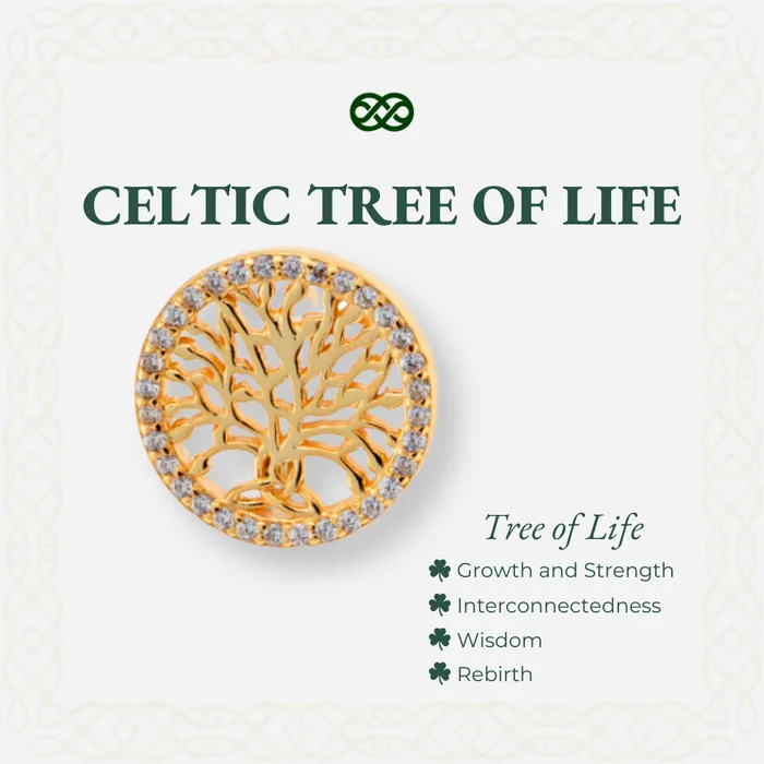 Celtic Tree of Life 18K Yellow Gold Diamond Ring Celtic Knot Jewellery Rings