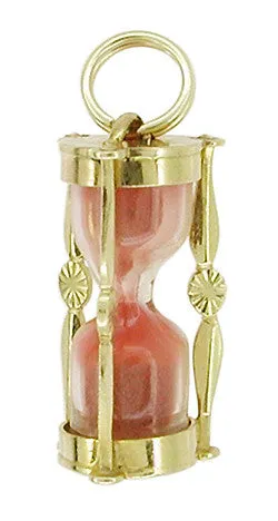 Charm Necklaces 14K Gold Vintage Hourglass Charm Antique Jewelry Mall