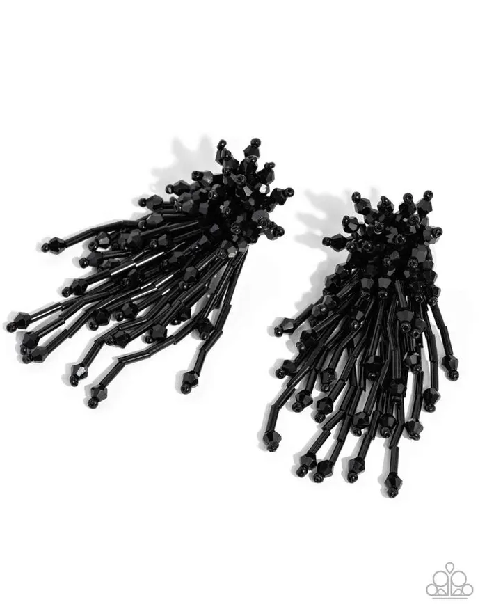 Charm Necklaces Congratulatory Charm Black Bead Cluster Post Earrings Paparazzi Life of the Party June 2024 Paparazzi Accessories