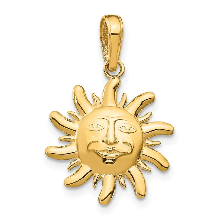 Charm Necklaces Qgold 10k Yellow Gold 15 mm DiamondCut Small Sun Charm 101 grams