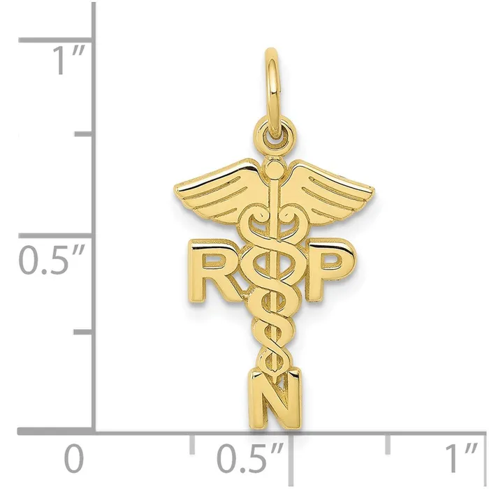 Charm Necklaces Qgold 10k Yellow Gold 15 mm Registered Nurse Practitioner Charm 083 grams