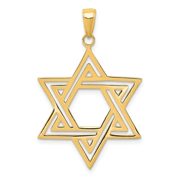 Charm Necklaces Qgold 10k Yellow Gold 25 mm Solid Polished Star of David Charm 156 grams Charm Necklaces Qgold 10k Yellow Gold 25 mm Solid Polished Star of David Charm 156 grams