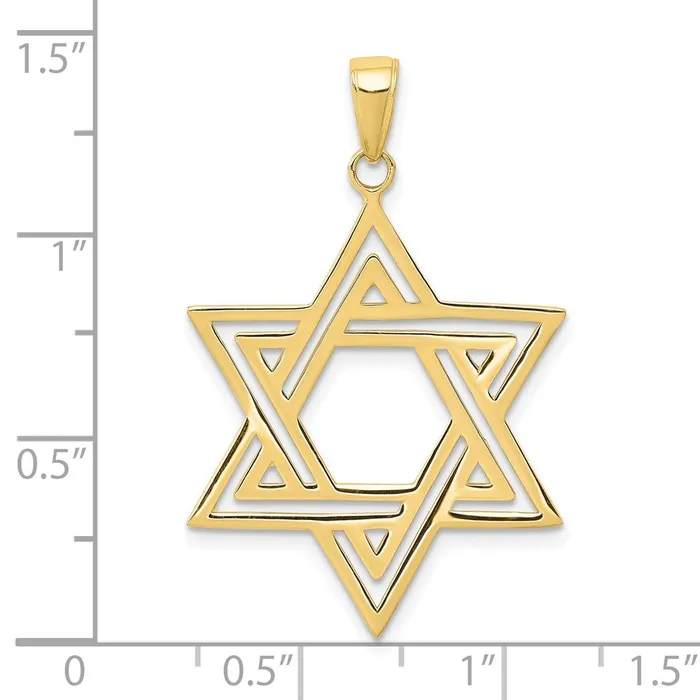 Charm Necklaces Qgold 10k Yellow Gold 25 mm Solid Polished Star of David Charm 156 grams Charm Necklaces Qgold 10k Yellow Gold 25 mm Solid Polished Star of David Charm 156 grams