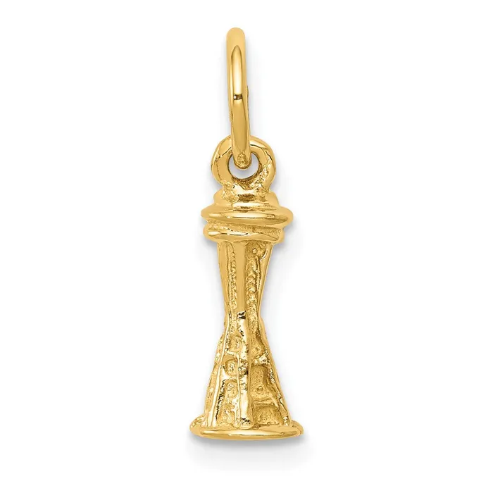 Charm Necklaces Qgold 10k Yellow Gold 5 mm Solid Polished 3D Space Needle Charm 072 grams Charm Necklaces Qgold 10k Yellow Gold 5 mm Solid Polished 3D Space Needle Charm 072 grams
