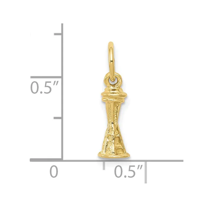Charm Necklaces Qgold 10k Yellow Gold 5 mm Solid Polished 3D Space Needle Charm 072 grams Charm Necklaces Qgold 10k Yellow Gold 5 mm Solid Polished 3D Space Needle Charm 072 grams