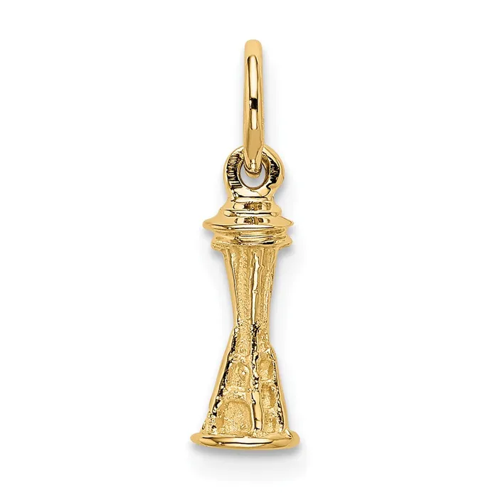 Charm Necklaces Qgold 10k Yellow Gold 5 mm Solid Polished 3D Space Needle Charm 072 grams Charm Necklaces Qgold 10k Yellow Gold 5 mm Solid Polished 3D Space Needle Charm 072 grams