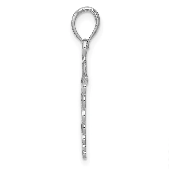 Charm Necklaces Qgold 14k White Gold 19 mm Caduceus Charm 08 grams Charm Necklaces Qgold 14k White Gold 19 mm Caduceus Charm 08 grams