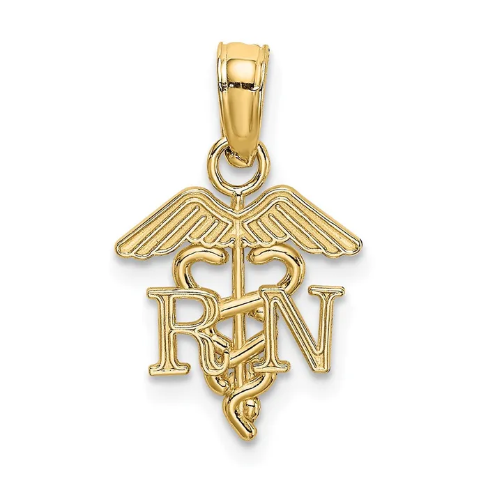 Charm Necklaces Qgold 14k Yellow Gold 1057 mm RN Caduceus Charm 055 grams Charm Necklaces Qgold 14k Yellow Gold 1057 mm RN Caduceus Charm 055 grams