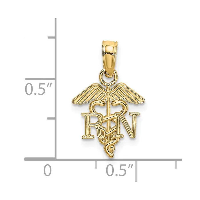 Charm Necklaces Qgold 14k Yellow Gold 1057 mm RN Caduceus Charm 055 grams Charm Necklaces Qgold 14k Yellow Gold 1057 mm RN Caduceus Charm 055 grams