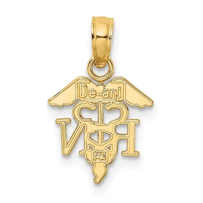 Charm Necklaces Qgold 14k Yellow Gold 1057 mm RN Caduceus Charm 055 grams Charm Necklaces Qgold 14k Yellow Gold 1057 mm RN Caduceus Charm 055 grams