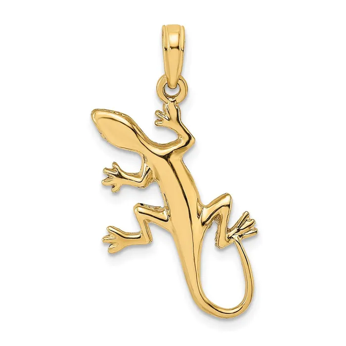 Charm Necklaces Qgold 14k Yellow Gold 149 mm 2D Gecko Charm 162 grams