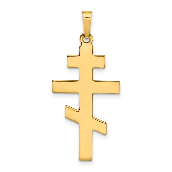 Charm Necklaces Qgold 14k Yellow Gold 15 mm Eastern Orthodox Cross Charm 112 grams Charm Necklaces Qgold 14k Yellow Gold 15 mm Eastern Orthodox Cross Charm 112 grams