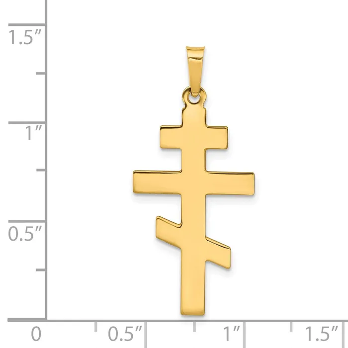 Charm Necklaces Qgold 14k Yellow Gold 15 mm Eastern Orthodox Cross Charm 112 grams