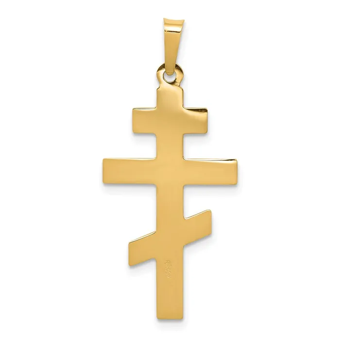 Charm Necklaces Qgold 14k Yellow Gold 15 mm Eastern Orthodox Cross Charm 112 grams