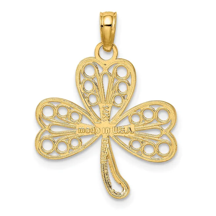 Charm Necklaces Qgold 14k Yellow Gold 186 mm Filigree 3Leaf Clover Charm 094 grams Charm Necklaces Qgold 14k Yellow Gold 186 mm Filigree 3Leaf Clover Charm 094 grams