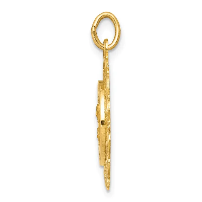 Charm Necklaces Qgold 14k Yellow Gold 18 mm Sacred Heart of Jesus Medal Charm 131 grams