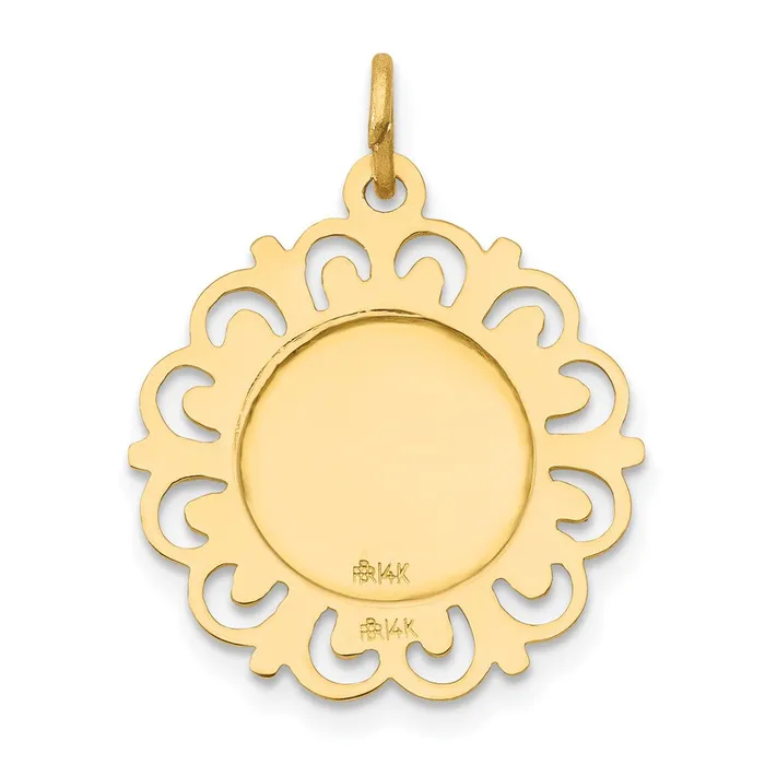 Charm Necklaces Qgold 14k Yellow Gold 18 mm Sacred Heart of Jesus Medal Charm 131 grams