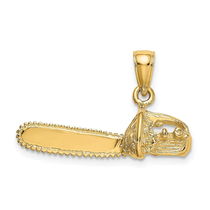 Charm Necklaces Qgold 14k Yellow Gold 264 mm 3D Small Chain Saw Charm 283 grams Charm Necklaces Qgold 14k Yellow Gold 264 mm 3D Small Chain Saw Charm 283 grams