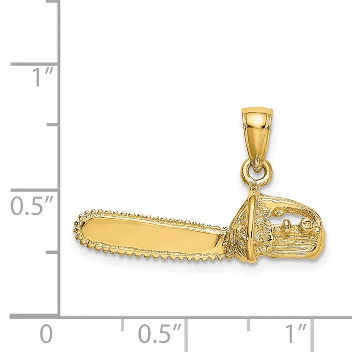 Charm Necklaces Qgold 14k Yellow Gold 264 mm 3D Small Chain Saw Charm 283 grams Charm Necklaces Qgold 14k Yellow Gold 264 mm 3D Small Chain Saw Charm 283 grams