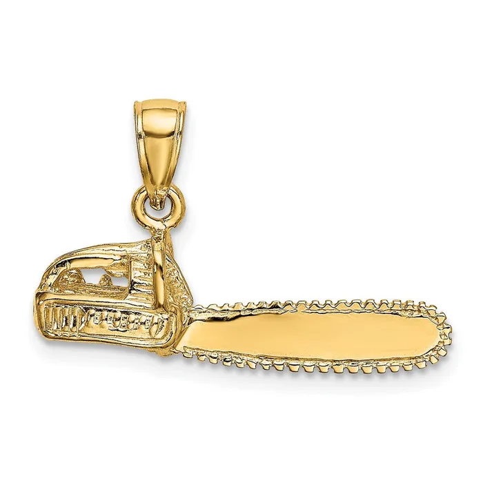Charm Necklaces Qgold 14k Yellow Gold 264 mm 3D Small Chain Saw Charm 283 grams Charm Necklaces Qgold 14k Yellow Gold 264 mm 3D Small Chain Saw Charm 283 grams