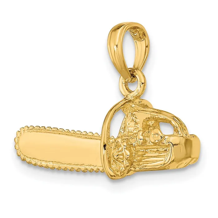 Charm Necklaces Qgold 14k Yellow Gold 264 mm 3D Small Chain Saw Charm 283 grams Charm Necklaces Qgold 14k Yellow Gold 264 mm 3D Small Chain Saw Charm 283 grams