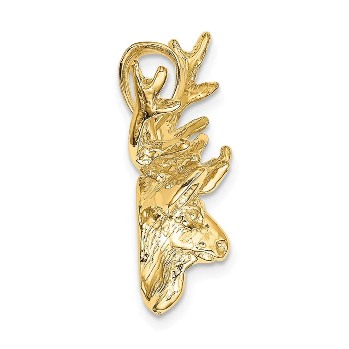 Charm Necklaces Qgold 14k Yellow Gold 278 mm 2D Deer Head 8 Point Buck Charm 449 grams Charm Necklaces Qgold 14k Yellow Gold 278 mm 2D Deer Head 8 Point Buck Charm 449 grams