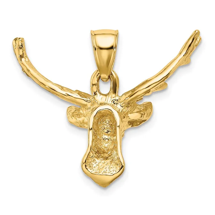 Charm Necklaces Qgold 14k Yellow Gold 278 mm 2D Deer Head 8 Point Buck Charm 449 grams Charm Necklaces Qgold 14k Yellow Gold 278 mm 2D Deer Head 8 Point Buck Charm 449 grams