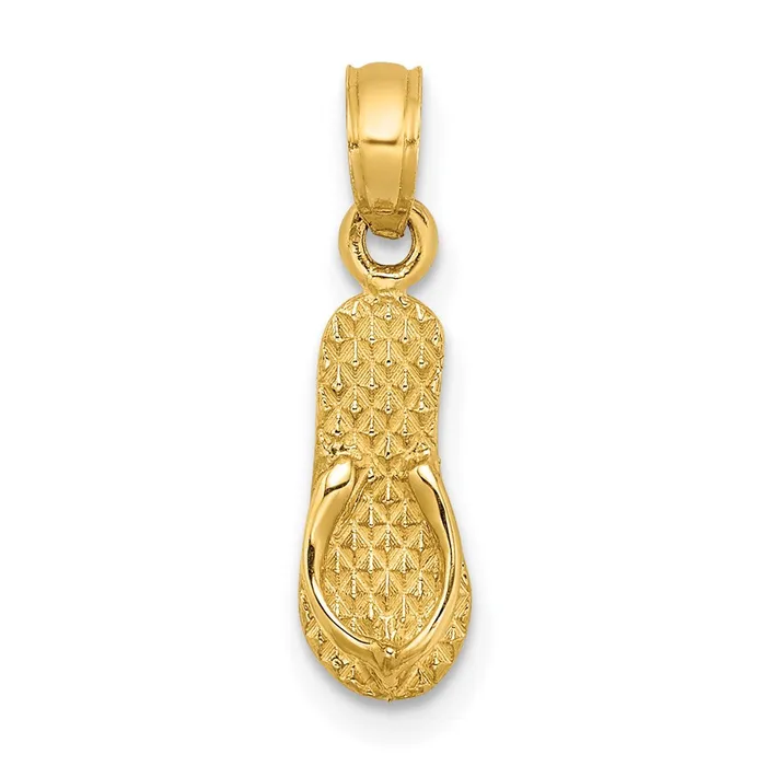 Charm Necklaces Qgold 14k Yellow Gold 53 mm 3D MYRTLE BEACH Single FlipFlop Charm 068 grams Charm Necklaces Qgold 14k Yellow Gold 53 mm 3D MYRTLE BEACH Single FlipFlop Charm 068 grams