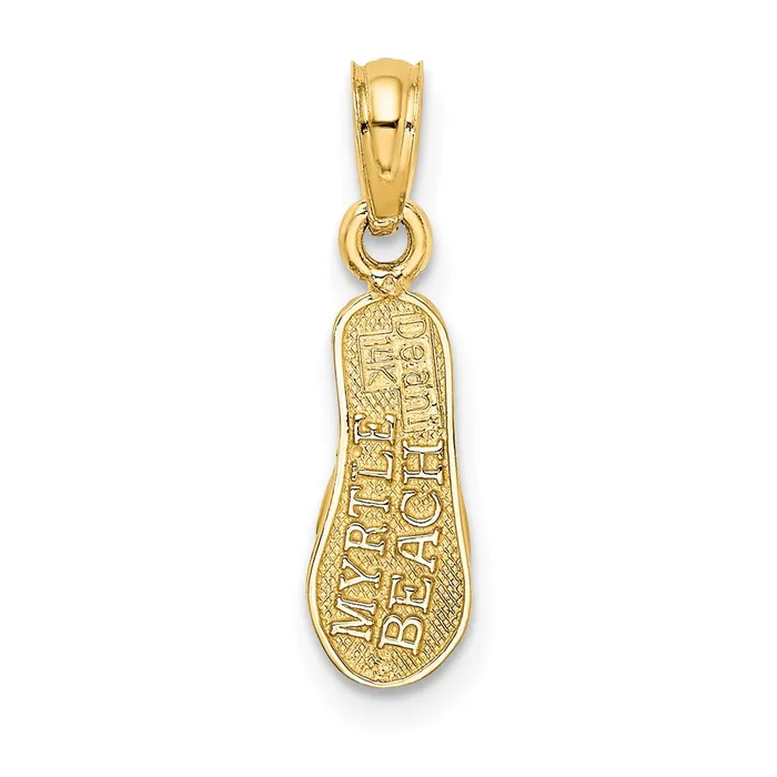 Charm Necklaces Qgold 14k Yellow Gold 53 mm 3D MYRTLE BEACH Single FlipFlop Charm 068 grams Charm Necklaces Qgold 14k Yellow Gold 53 mm 3D MYRTLE BEACH Single FlipFlop Charm 068 grams