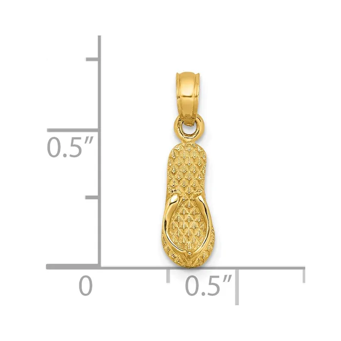 Charm Necklaces Qgold 14k Yellow Gold 53 mm 3D MYRTLE BEACH Single FlipFlop Charm 068 grams Charm Necklaces Qgold 14k Yellow Gold 53 mm 3D MYRTLE BEACH Single FlipFlop Charm 068 grams